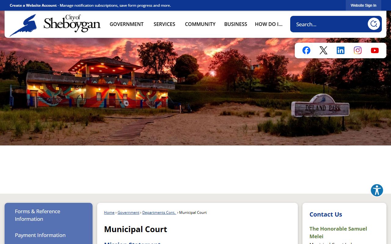 Sheboygan Criminal History municipal court page