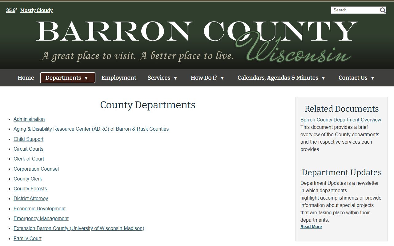 Barron County Criminal History sheriff office page