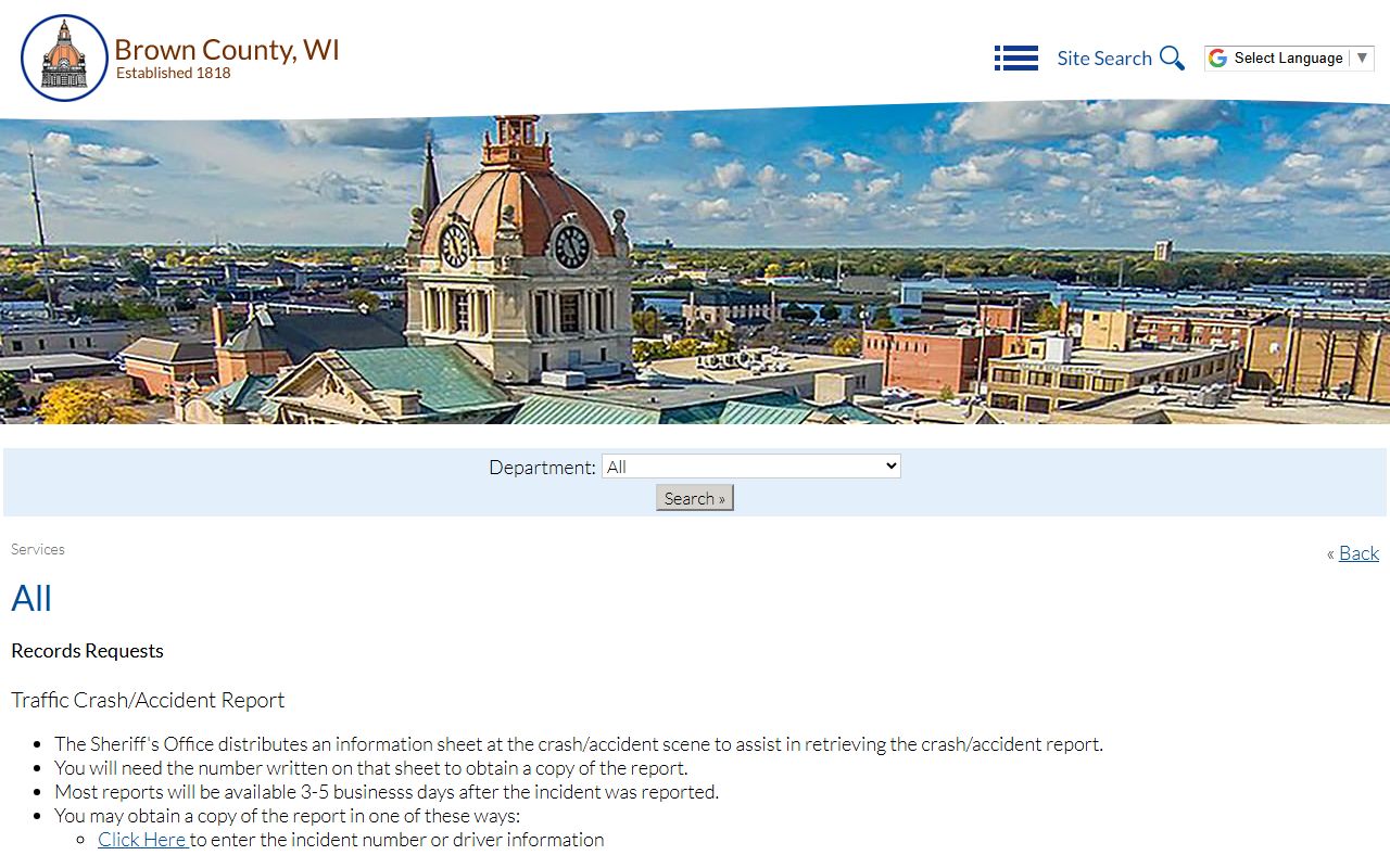 Brown County Criminal History Records Requests