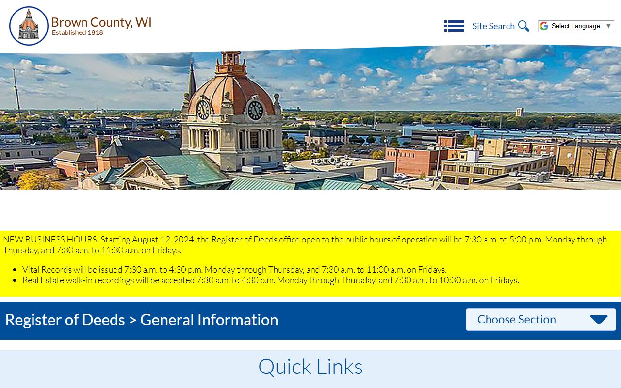 Brown County Criminal History Register of Deeds