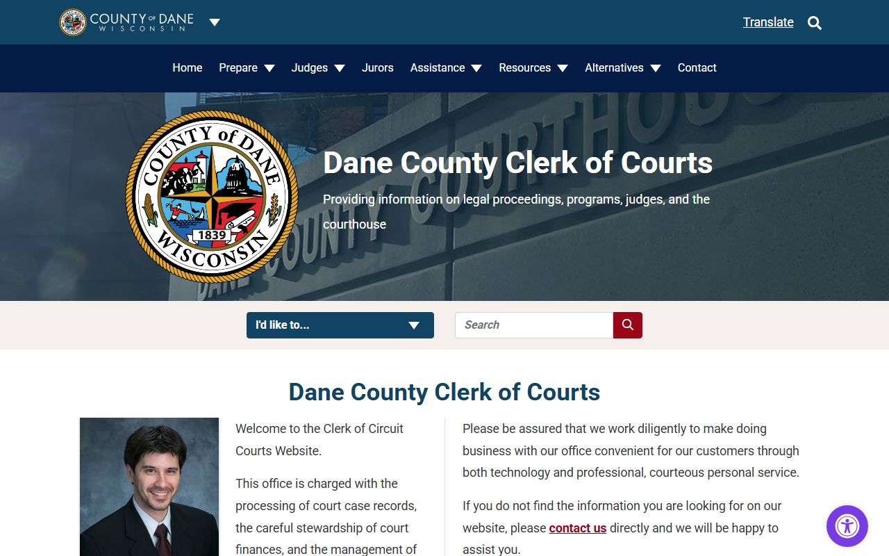 Dane County Criminal History official court page
