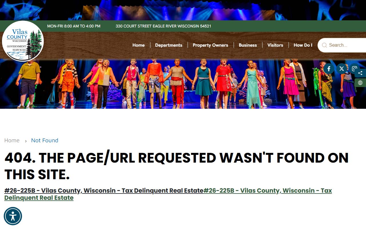 Vilas County Criminal History register of deeds page