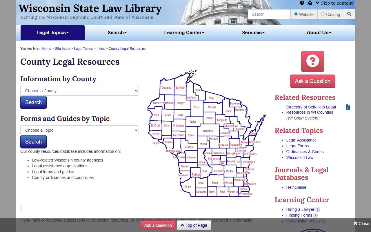 Wisconsin Criminal History state law library county directory